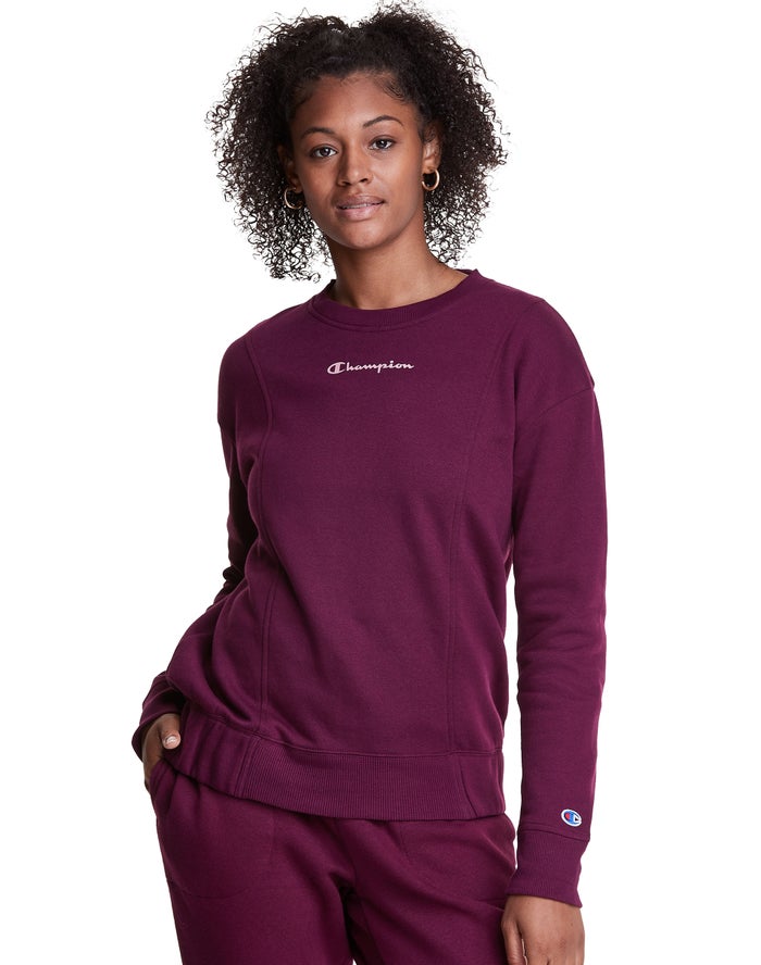 Champion Sweatshirt Dames - DonkerPaars - Fleece Crew ( 695430-CFJ )